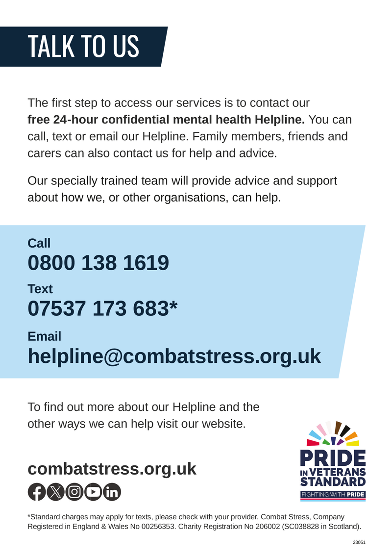 How we can help leaflet | Combat Stress Trading Ltd