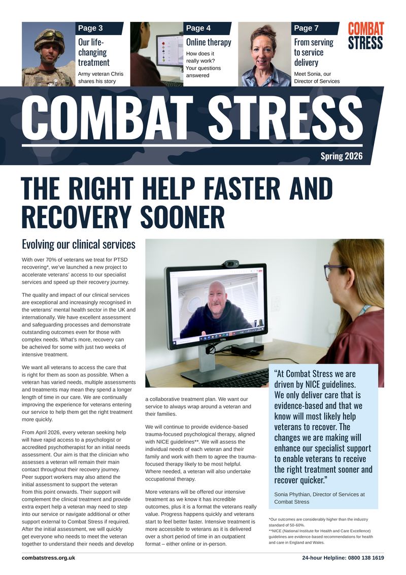 Combat Stress Newspaper - Spring 2026 | Combat Stress Trading Ltd